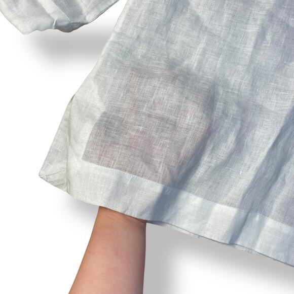 Lilly Pulitzer Amelia Island White Blue Linen Tunic Top Size Small Coastal - Picture 6 of 9